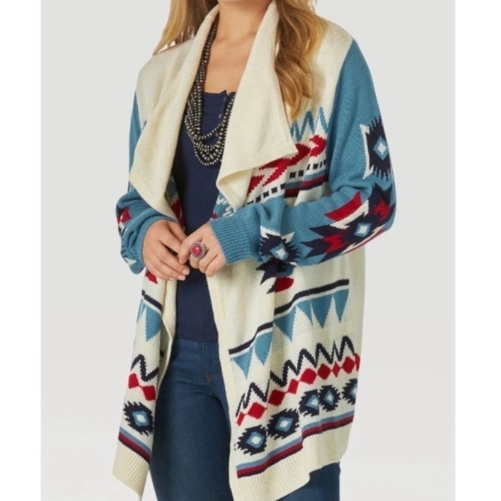 Wrangler Retro Americana Draped Cardigan Open Front Sweater Size S